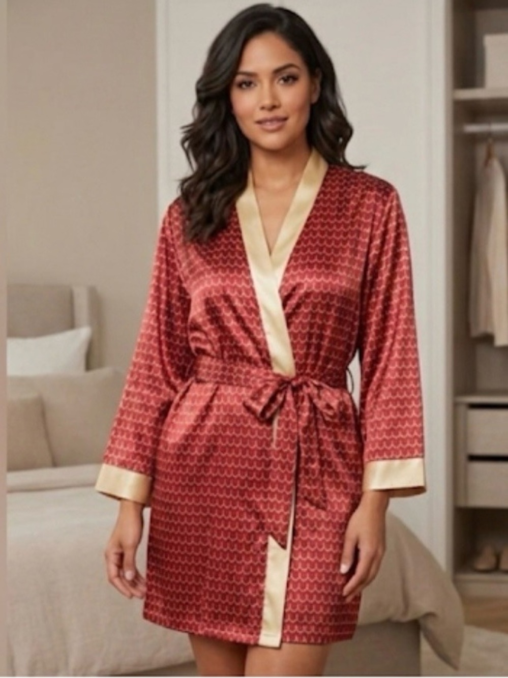Jones New York Red and Gold Robe